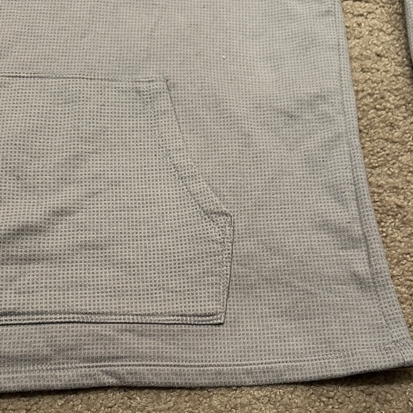 Express Mens Long Sleeve Textured Hoodie Pullover Sweatshirt Light Gray Size L - Picture 7 of 8